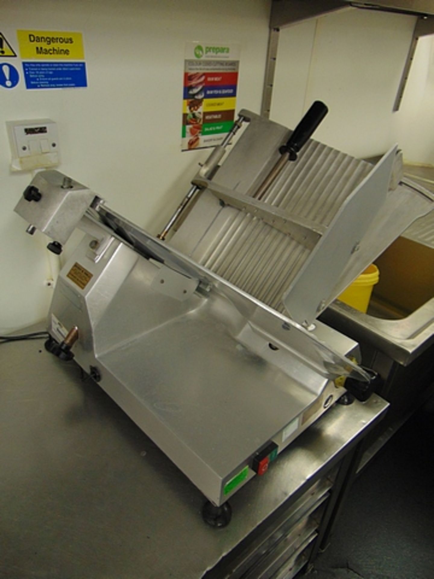 Bush and Hall gravity feed meat slicer 570mm x 400mm x 510mm