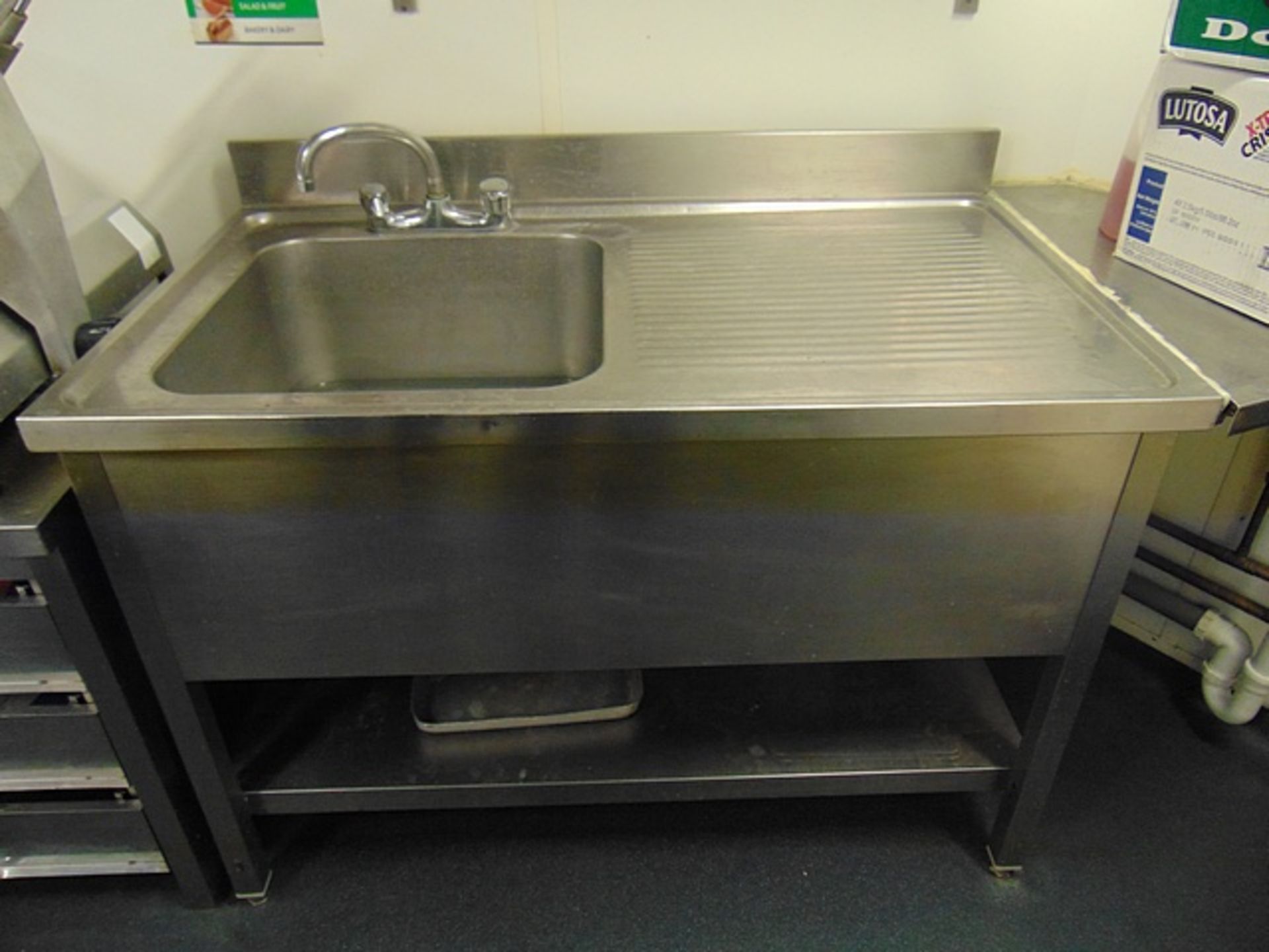 Stainless steel commercial RHD sink 1200mm x 700mm x 860mm