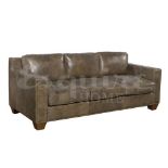 Whisky Collins 3 Seater Loden Leather & Red Jacquard 212 X 99 X 81cm