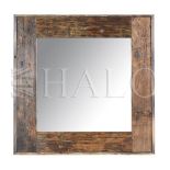 Axel Square Mirror Natural Genuine Reclaimed Vintage Boat Wood Natural 135 X 5 X 135cm The Axel