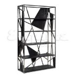 Spider's Web Bookcase Black Leather & Steel Frame 120 X 45 X 211cm