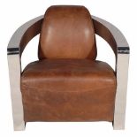 Mars Chair-Sioux Nut & S.S 76 X 85 X 70cm Inspired By The Curvaceous 1938 Bugatti Atlantic Coupe,