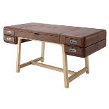 F283 Bowood Designer Desk Comanche & Brown and Nibbed Oak 167 X 82 X 80cm Moulded by Time and