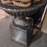 Old Grand Library Urn Polished Iron 76 X 76 X 56cm
