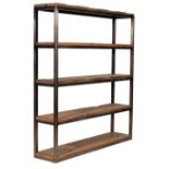 Axel Double Bookcase Natural Genuine Reclaimed Vintage Boat Wood Natural 180 X 40 X 200cm The Axel