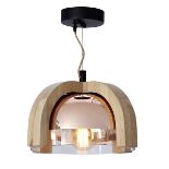 L251 Cocoon Small Pendant 43cm Pu And Nibbed Oak & Copper 43 X 43 X 27.5cm Comprises Of