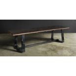 Tracks Dining Table With Temp Gls 150cm-Rail Wood & B.Spf 150 X 90 X 80cm Using Reclaimed Railway