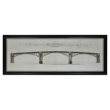 Architectural London Bridge Natural Small Art Black Wood 119.2 X 3 X 46.8cm