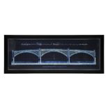 Architectural Bridge Natural Large Art Black Wood 234.5 X 4 X 90.3cm