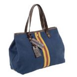 Rhodes Drawstring Tote Ivory Can & Library Blue 35 X 15 X 36cm