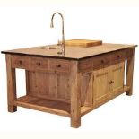 Kitchen Island Unit Genuine English Reclaimed Timber 202 X 128 X 94.5cm