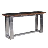 Tracks Console With Temp Gls 183cm-Rail Wood & Spf 183 X 50 X 91cm Using Reclaimed Railway Sleepers,