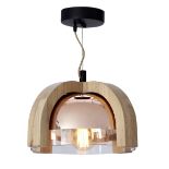 L251 Cocoon Large Pendant 66cm Pu And Nibbed Oak & Copper 66 X 66 X 38.5cm Comprises Of