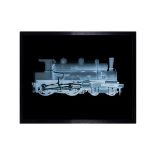 Locomotives Train X-ray Flat Art(130x102)-Black Wood 130.2 X 3 X 102.3cm