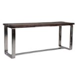 Condo Console Table Natural Ural & Shiny steel 180 X 55 X 75cm Using Reclaimed Wood From Chinese