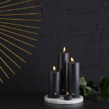 Pillar Candle Large (25cm) With Leather Scent Matt Black 25 X 7 X 7cm Handcrafted In Our Artisan