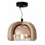 Cocoon Small Pendant 43cm Pu And Nibbed Oak & Copper 43 X 43 X 27.5cm Comprises Of Sophisticated