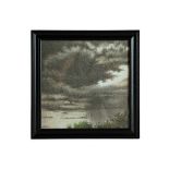Landscape Storm Clouds Art Black Wood 55 X 3 X 55cm
