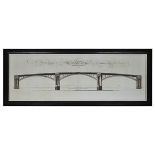 Architectural London Bridge Natural Small Art Black Wood 119.2 X 3 X 46.8cm