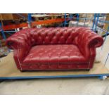 Senior Common Room Sofa 2 Seater Oxford Button Scholar Red 178 X 100 X 76cm Limited Edition