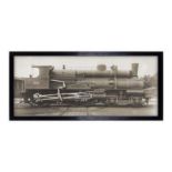 Locomotives Train Sepia Flat Black Wood 130.2 X 3 X 102.3cm These Mid-Century Images Were Originally