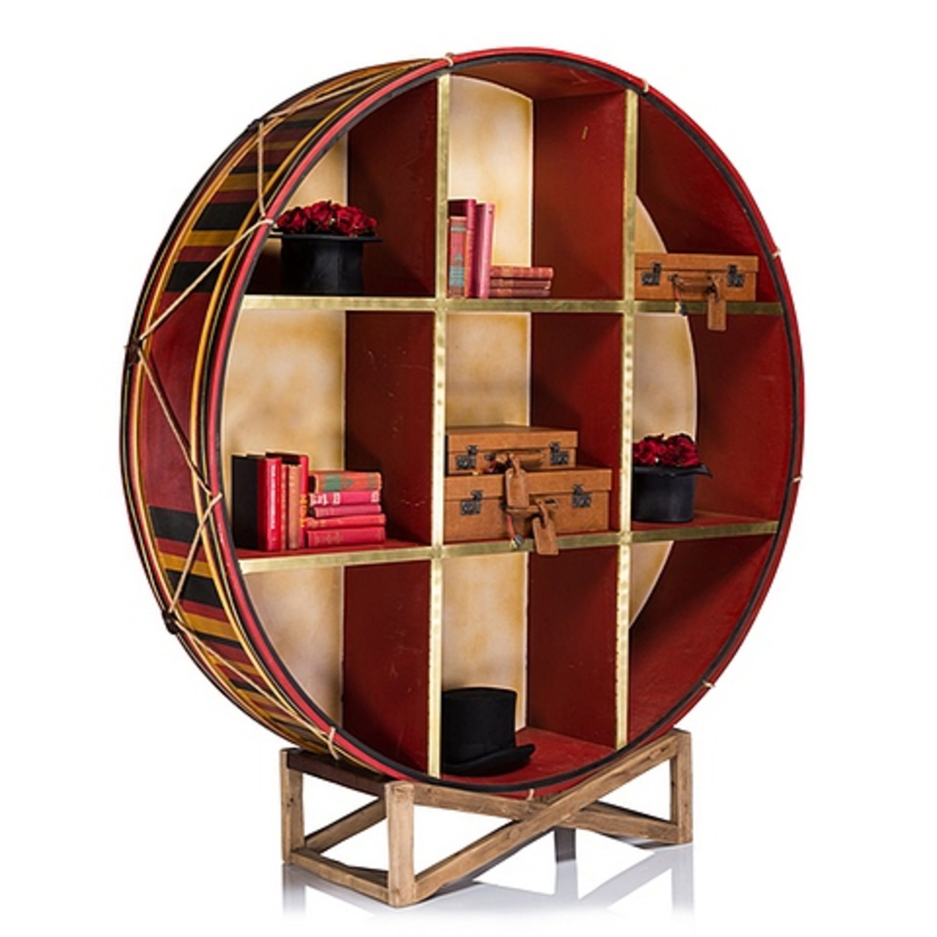 Drum Bookcase Display 60 X 63 X 60cm The Designers Regiment Collection Draws Inspiration