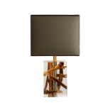 L156 Kisimi(H)Acrylic / Driftwood Table Lamp-D.Grey 50 X 20 X 40cm