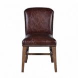 Abraham Dining Chair Tan & weathered Oak 48 X 65 X 87cm