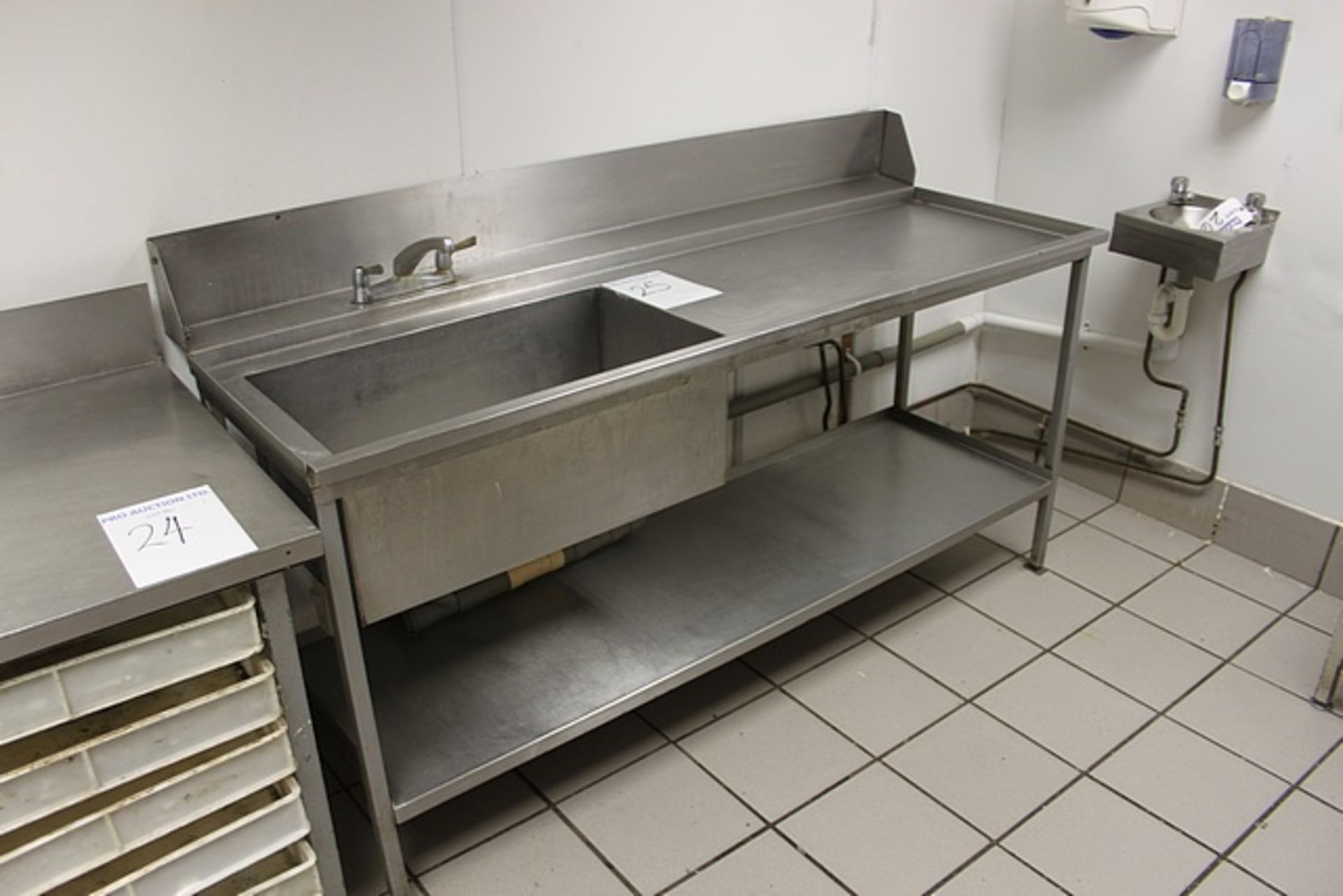 Stainless steel commercial sink RHD shelf and upstand 1930mm x 720mm