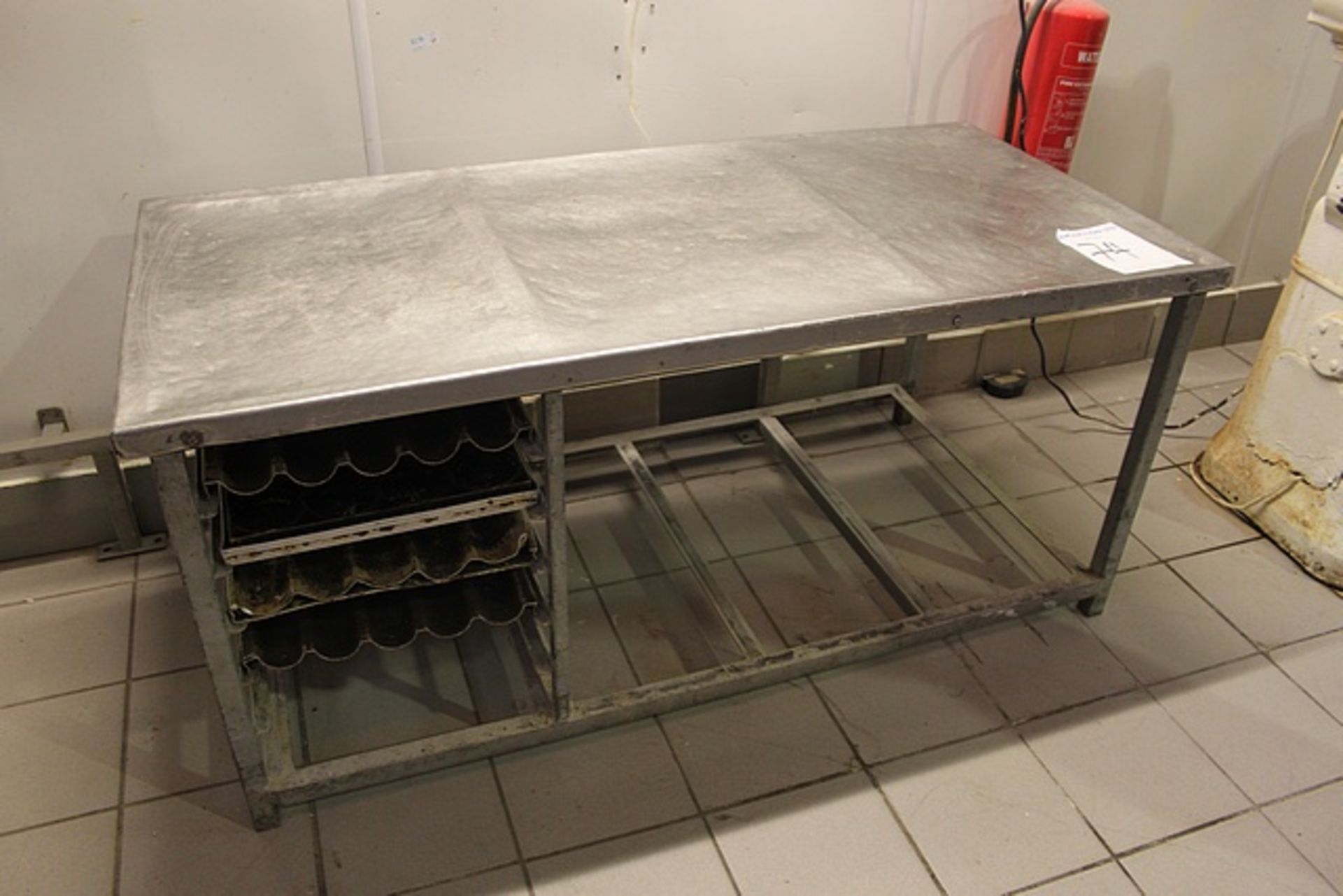 Stainless steel bakery table with 6 tray LHS storage 1750mm x 840mm