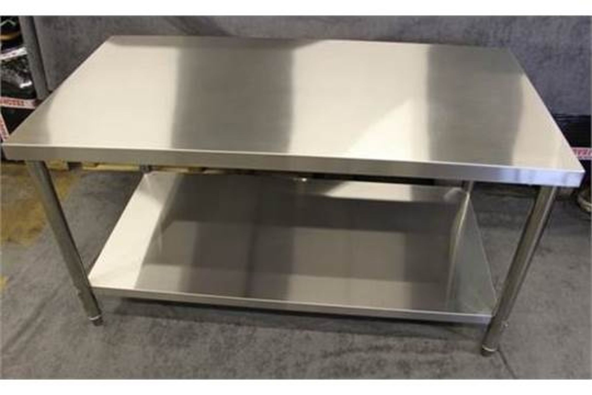 Brand new Stainless-steel table boxed and flat packed for cheap delivery 1500mm x 800mm x 800mm