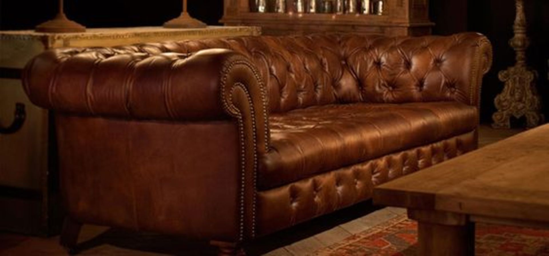 Old Grand Library Chesterfield 1 Straight Without Button Antique Whisky 123 X 100 X 72cm - Image 2 of 2