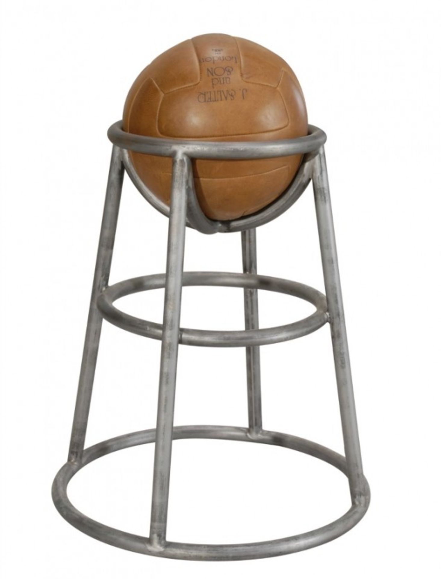 Barball 19 -This quirky Bar Ball stool with its removable leather football jauntily perched on a - Image 2 of 3