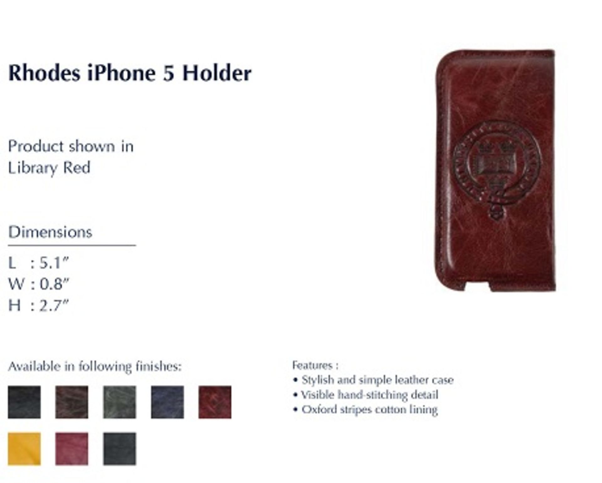 Rhodes Full Leather I Phone Case Brown 13 X 2 X 7cm