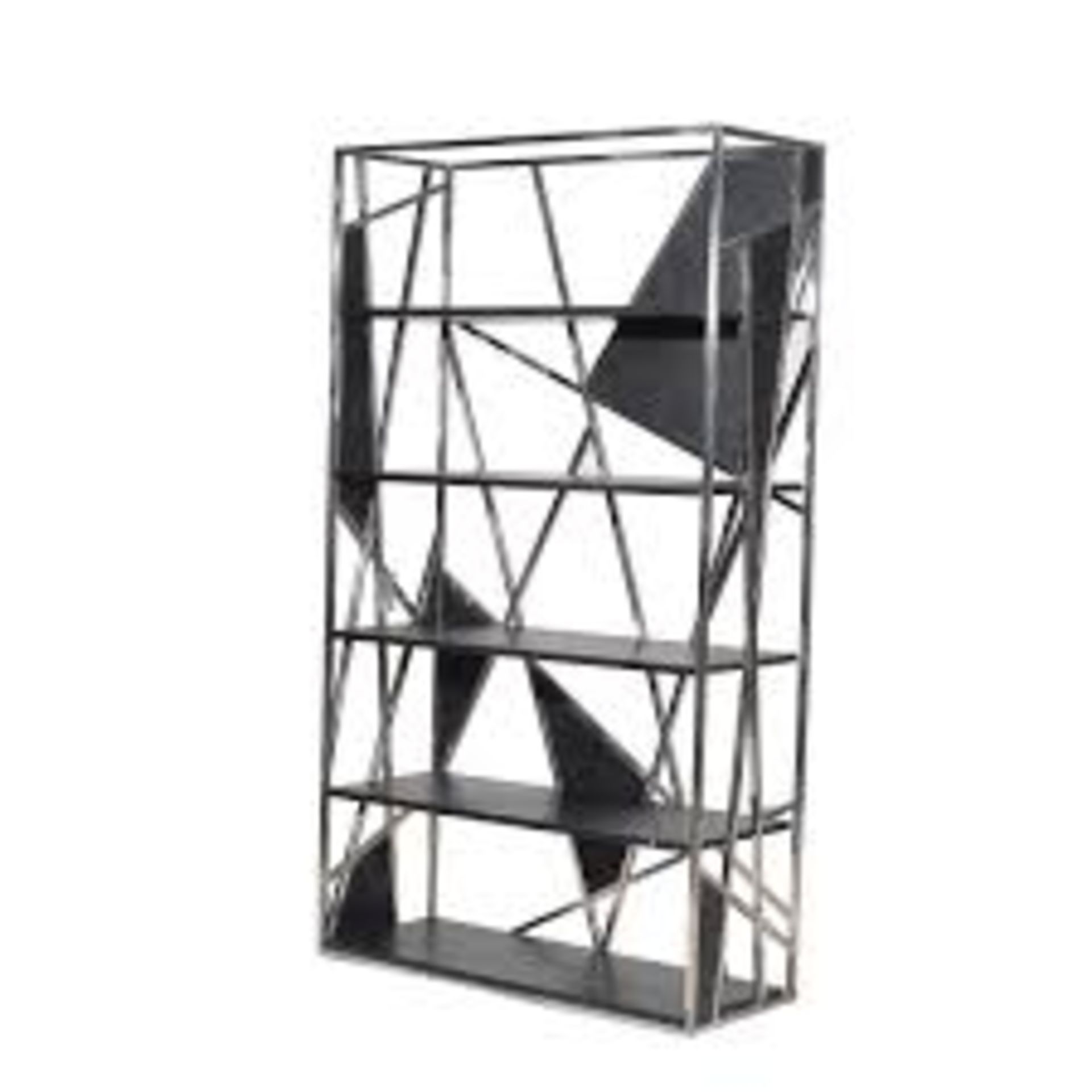 Spider's Web Bookcase Black Leather & Steel Frame 120 X 45 X 211cm - Image 2 of 2