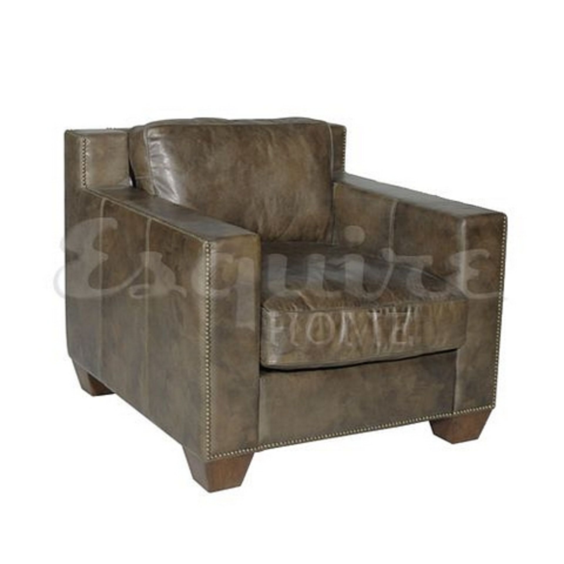 Whisky Collins 1 Seater Loden Leather & Red Jacquard 92.5 X 99 X 81cm