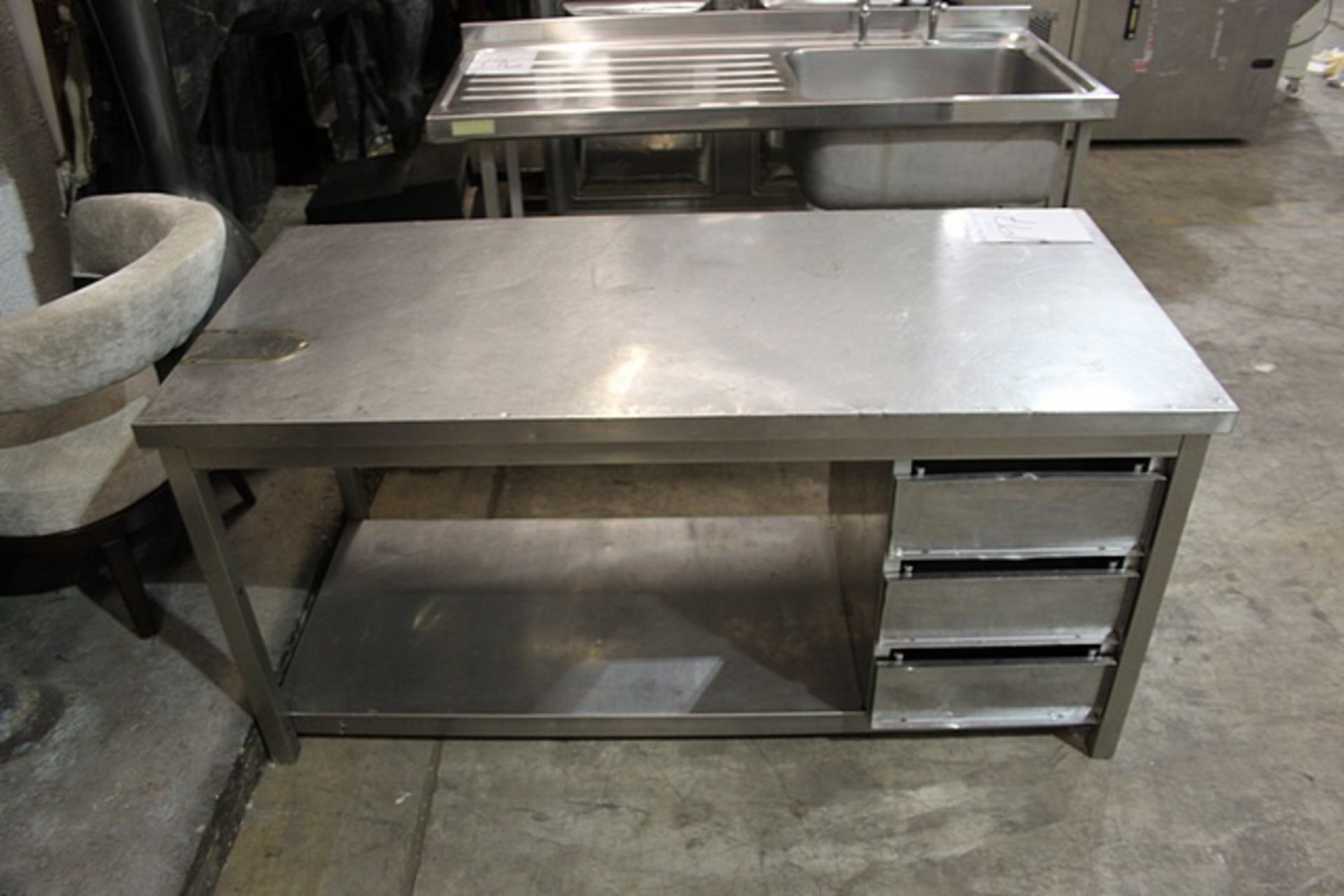 Stainless steel preparation table with three drawers and can opener 1500mm x 700mm x 740mm