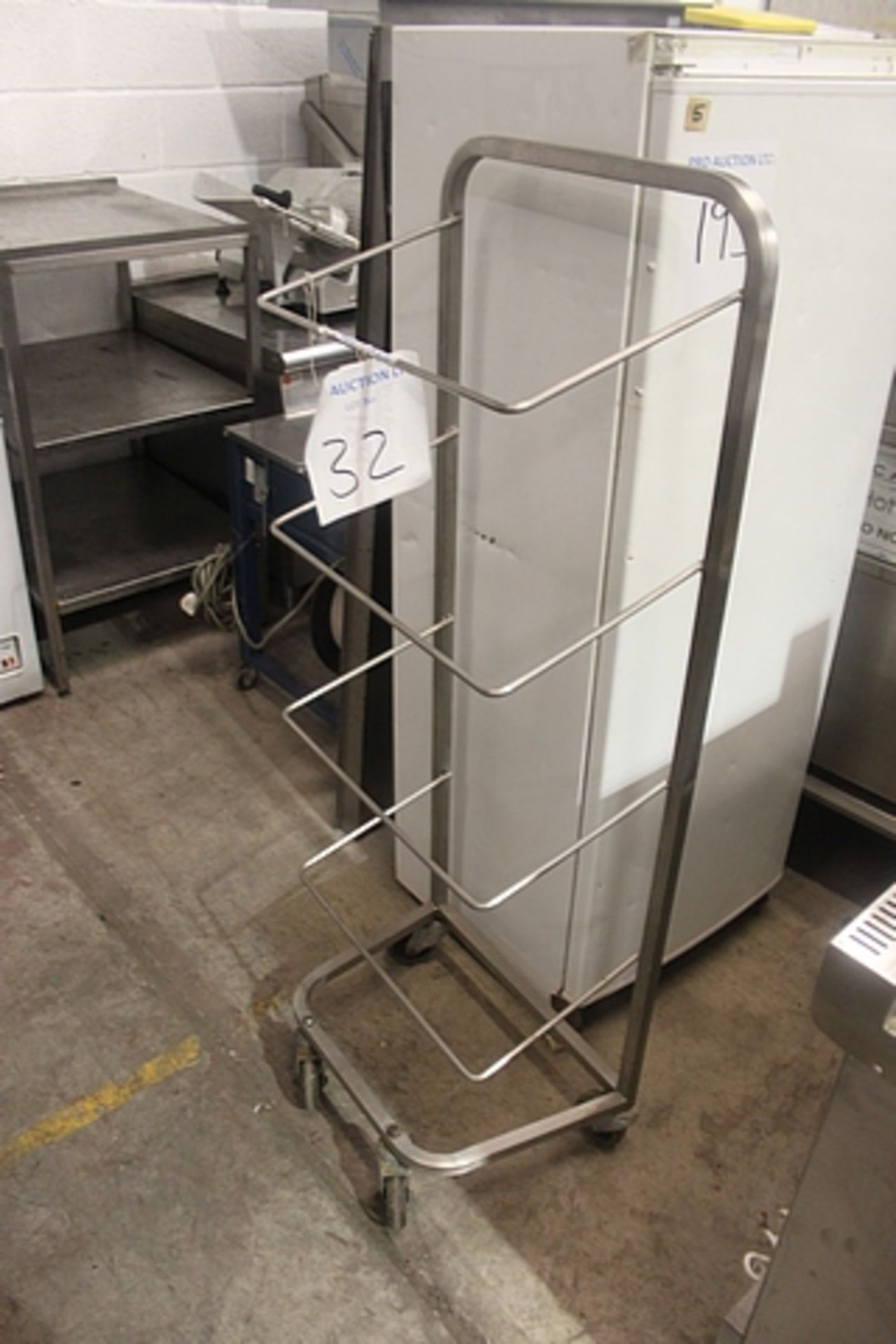 Mobile stainless steel tray rack 560mm x 340mm x 1500mm