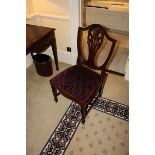 A Georgian style side chair mauve upholstered pad seat with carved back frame 450mm seat pitch