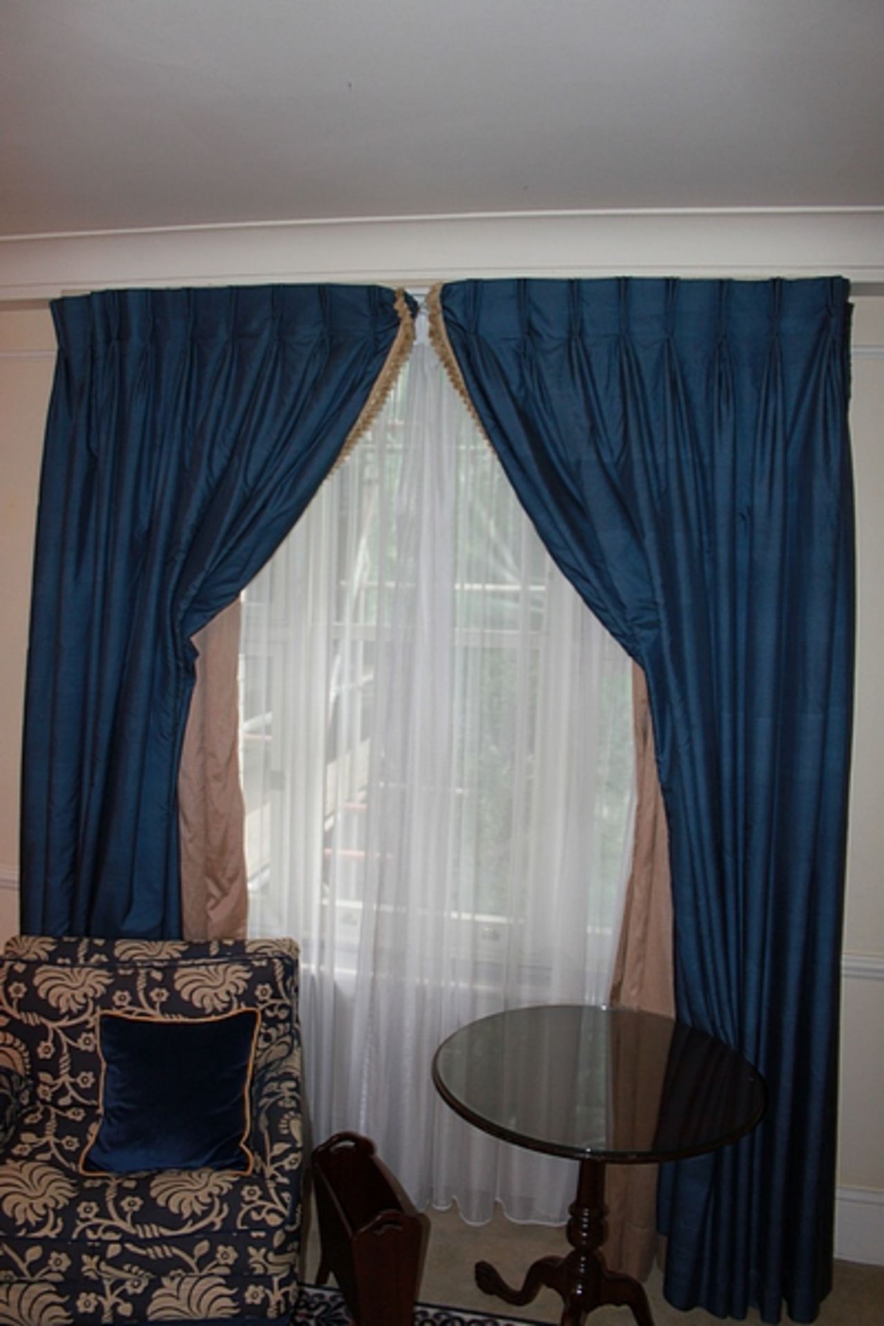 Fully lined curtains blue 2300mm drop
