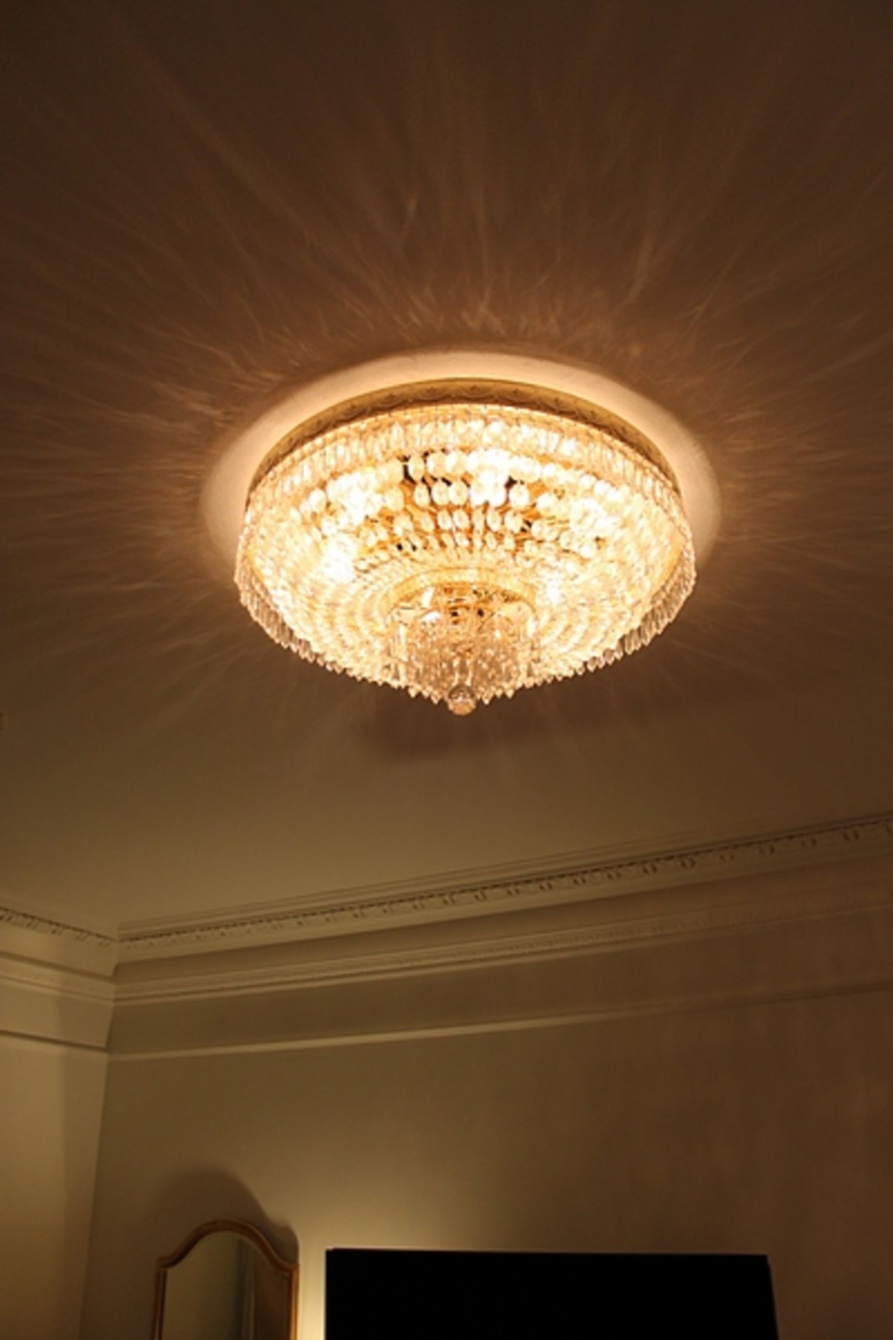 Theresa Crystal Ceiling style ceiling light a stunning French gold finish flush mount with high