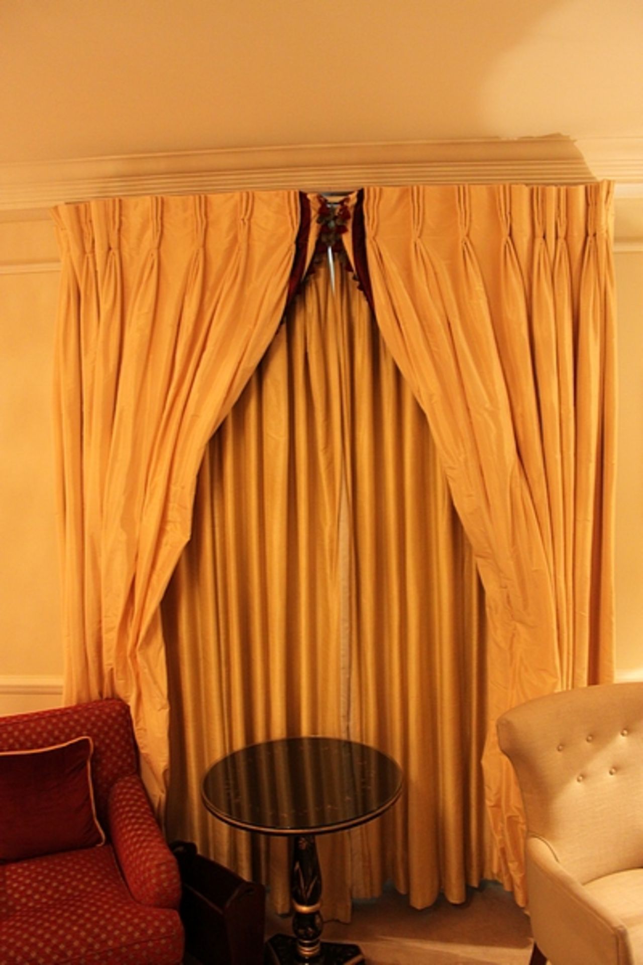 Fully lined curtains yellow with tassles 2300mm drop