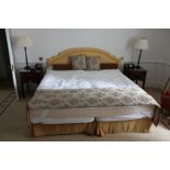 Hospitality Simmons Bedding Company base, mattress and large yellow single piped headboard