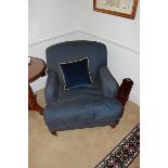 Armchairupholstered in blue fabric 850mm x 750mm