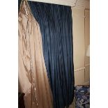 Fully lined curtains satin style blue 2300mm drop