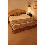 Hospitality Simmons Bedding Company base, mattress and yellow upholstered with red piping