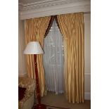 Fully lined curtains golden yellow with red tassels 2300mm drop