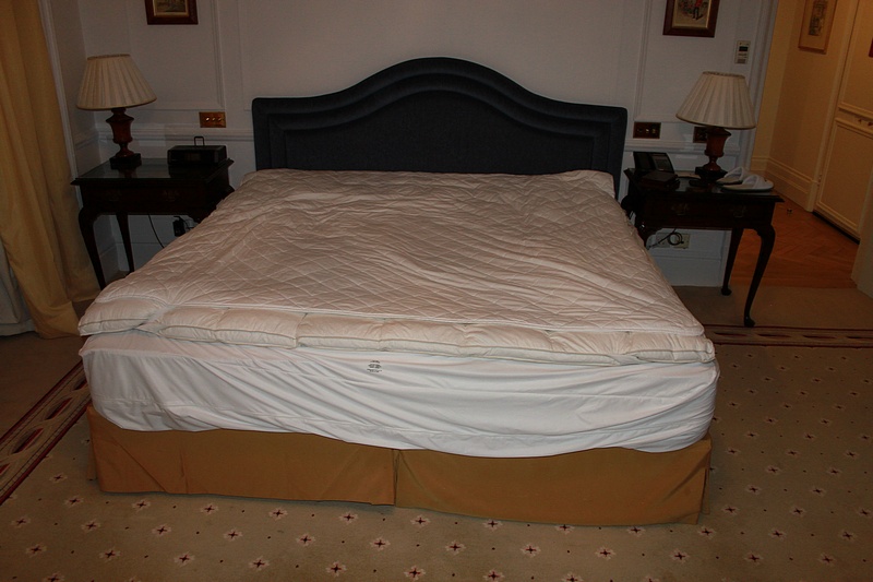 Hospitality Simmons Bedding Company base, mattress and headboard complete with valance skirt and