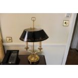 3 x lamps - 2 x French Bouillotte twin arm table lamps and 1 x brass swivel arm lamp