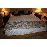 Hospitality Simmons Bedding Company base, mattress and light blue style headboard complete with